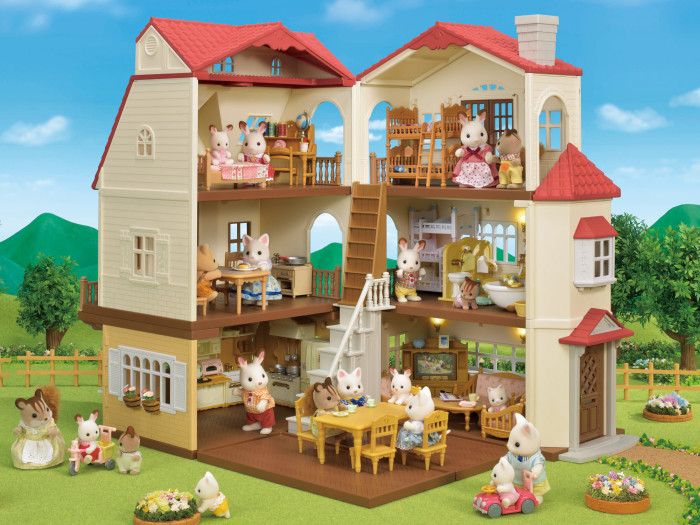 Sylvanian families большой дом со светом и мебелью