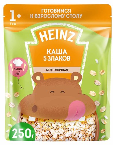 Heinz Каша безмолочная "Я большой", 5 злаков, с 12 месяцев, 250 г