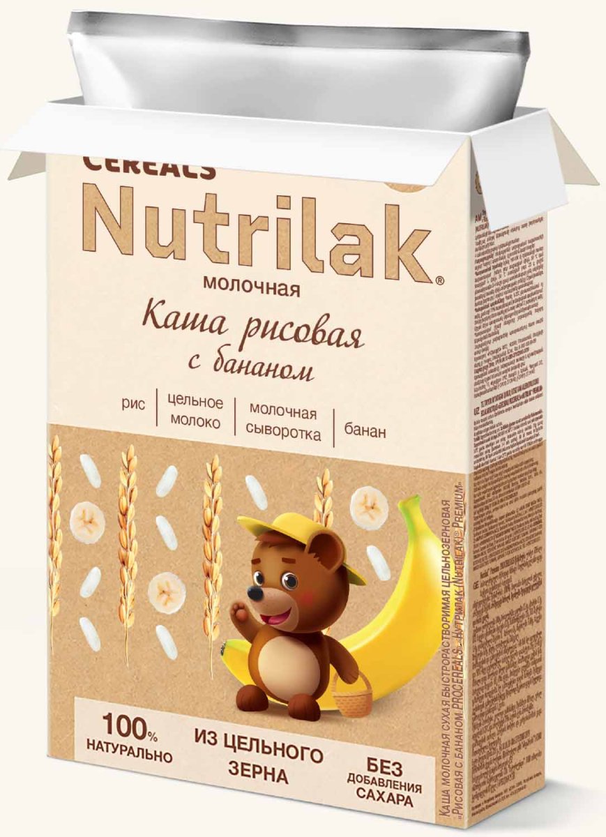 Nutrilak Premium Procereals Каша молочная рисовая с бананом, с 6 месяцев,  200 г купить в Ставрополе