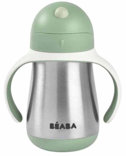 Beaba Поильник-термос Tasse paille Inox, 250 мл / цвет sauge (зеленый)