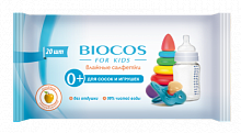 BioCos Влажные салфетки для сосок и игрушек, 20 шт