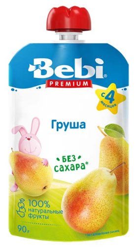 Bebi Пюре Груша премиум, с 4 месяцев, 90 г