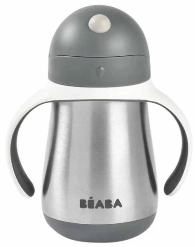 Beaba Поильник-термос Tasse paille Inox, 250 мл / цвет grey (серый)