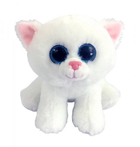 ABtoys Мягкая игрушка Котенок белый с голубыми глазками, 15 см / цвет белый